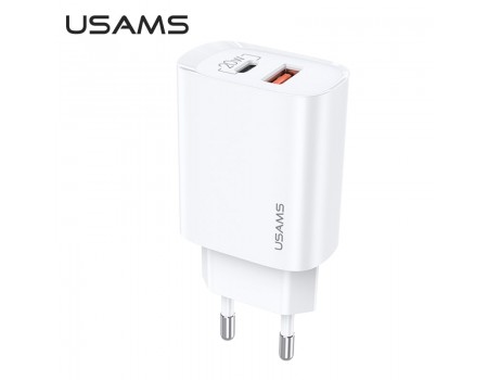 Зарядное устройство сетевое USAMS T35 Fast Charger US-CC121 |1USB/1Type-C, 20W, PD3.0/QC|