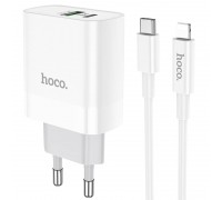 Зарядное устройство сетевое HOCO Type-C to Lightning cable Rapido charger set C80A |1USB/1Type-C, QC/PD, 20W, 3A|