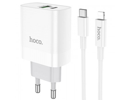 Зарядное устройство сетевое HOCO Type-C to Lightning cable Rapido charger set C80A |1USB/1Type-C, QC/PD, 20W, 3A|