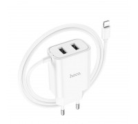 Зарядное устройство сетевое HOCO Lightning Cable Courser dual-port charger C103A |2USB, 2.1A|