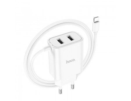 Зарядное устройство сетевое HOCO Lightning Cable Courser dual-port charger C103A |2USB, 2.1A|