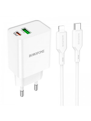 Зарядний пристрій BOROFONE Type-C to Lightning Cable Resource charger BA69A |1USB/1Type-C, 20W/3A, PD/QC|