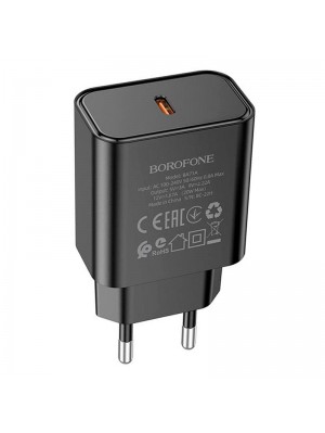 Зарядное устройство сетевое BOROFONE Power single port charger BA71A |1Type-C, 20W/3A, PD/QC|