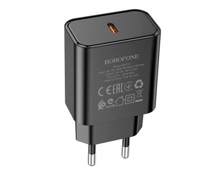 Зарядний пристрій BOROFONE Power single port charger BA71A |1Type-C, 20W/3A, PD/QC|