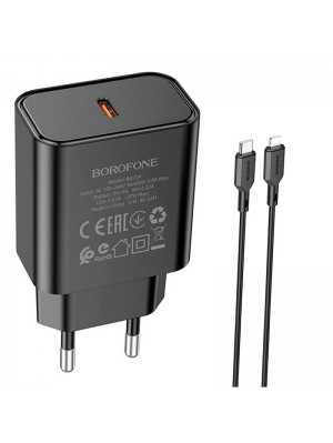 Зарядное устройство сетевое BOROFONE Type-C to Lightning Cable Power single port charger set BA71A |1Type-C, 20W/3A, PD/QC|