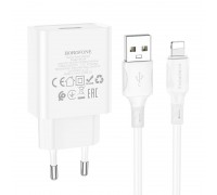 Зарядное устройство сетевое BOROFONE Lightning Cable Aspirer single port charger set BA74A |1USB, 2.1A|