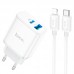 Зарядное устройство сетевое HOCO Type-C to Lightning Cable Stage dual port charger set C105A |1USB/1Type-C, 20W/3A, PD/QC|