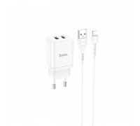 Зарядное устройство сетевое HOCO Lightning Cable Maker dual port charger set N25 |2USB, 2.1A|