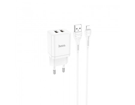 Зарядное устройство сетевое HOCO Lightning Cable Maker dual port charger set N25 |2USB, 2.1A|