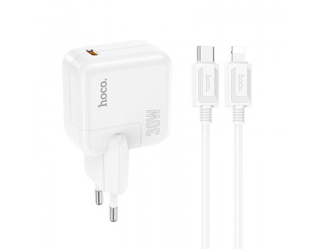 Зарядное устройство сетевое HOCO Type-C to Lightning Cable Advantage single port charger C112A |Type-C, 30W/3A, PD/QC|