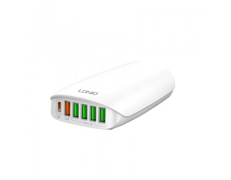 Зарядное устройство сетевое Ldnio A6573C |5USB/1Type-C, PD65W/QC3.0|