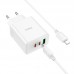 Зарядное устройство сетевое HOCO Type-C to Lightning cable Pure power three-port C126A |1USB/2Type-C, 40W/3A, PD