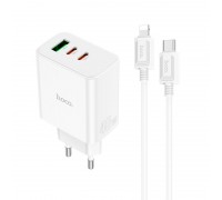 Зарядное устройство сетевое HOCO Type-C to Lightning cable Pure power three-port C126A |1USB/2Type-C, 40W/3A, PD