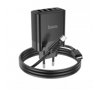 Зарядное устройство сетевое HOCO Type-C to Type-C cable Intelligent four-port C127A |3USB/1Type-C, 45W/3A, PD/QC|