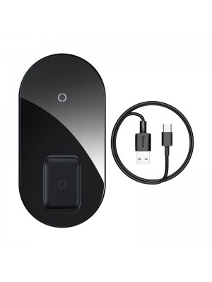 Бездротова зарядка Qi BASEUS Simple 2in1 Wireless Charger Pro Edition Phones+Pod |15W| (WXJK-C02)