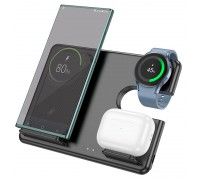 Бездротова зарядка Qi HOCO Flash folding 3-in-1 Wireless Fast Charger CQ2 (SAM Watch/phone/earphone, 15WQi, 27W Type-C)