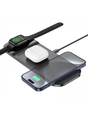 Бездротова зарядка Qi HOCO Step 3-in-1 Wireless Fast Charger CQ5 (iWatch) |22.5 W Total|