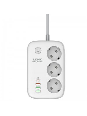 Подовжувач мережевий Ldnio з Wi-Fi SEW3452 | 3USB/1Type-C, 3Sockets. QC/PD, 30W/10A, 2м EU Plug|