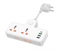 Подовжувач HOCO Reise 2-position expansion socket AC12A | 3USB/Type-C, PD/QC, 30W/10A |