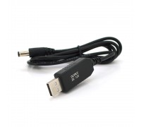 Кабель для роутера 5.5/2.5(5.5/2.1)mm(M)=> USB2.0 (Out:12V), 1м, Black, OEM