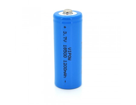 Аккумулятор 18500 Li-Ion Vipow ICR18500 TipTop, 1200mAh, 3.7V, Blue Q50/500