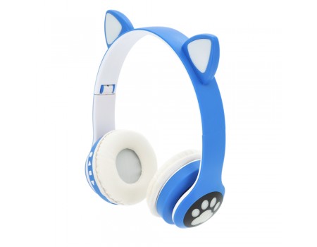 Беспроводные Bluetooth наушники Cat Ear VZV-23M Led, Blue