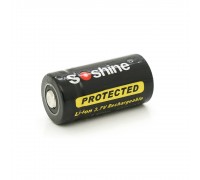 Аккумулятор 16340/CR123 Li-Ion Soshine 16340P-3.7-700 Protected, 700mAh, 0.7A, 4.2/3.6/2.75V, Black