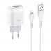 Набор СЗУ 110-240V HOCO C73A+ кабель Lighting, 2xUSB, 2.4A, 1м кабель, White, Blister