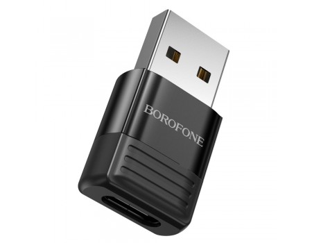 Переходник Borofone BV18 USB2.0(M) => Type-C(F), Black, Blister