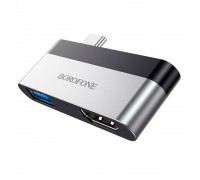 Переходник BOROFONE DH2 Type-C(Male) - USB3.0+2*HDMI, Black, Box