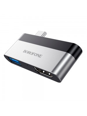 Переходник BOROFONE DH2 Type-C(Male) - USB3.0+2*HDMI, Black, Box