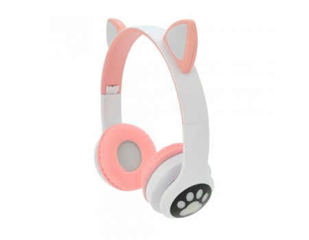 Беспроводные наушники Bluetooth Cat Ear YR-28 Led, Pink