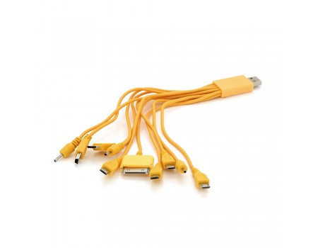 USB кабель з переходниками 10 в 1, 0,2 м, Yellow, ОЕМ Q500