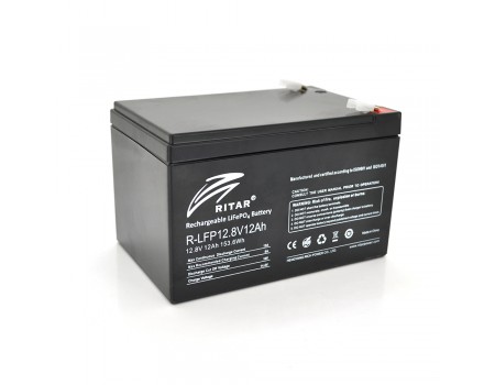 Аккумуляторна батарея Ritar LiFePO4 12,8V 12Ah 153,6Wh ( 150 x 98 x 95 (100) ) Q6