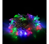 Гирлянды 40LED (Звезда) Red/Green/Blue/Yellow, 1 режим, 5метров, прозрачная изоляция, Пакет