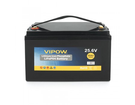 Акумуляторна батарея Vipow LiFePO4 25,6V 50Ah із вбудованою ВМS платою 40A (330*175*225)
