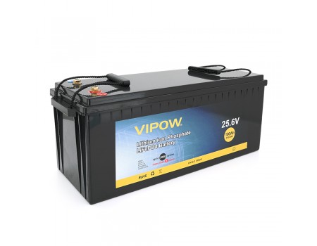 Акумуляторна батарея Vipow LiFePO4 25,6V 100Ah із вбудованою ВМS платою 80A (523*207*215)
