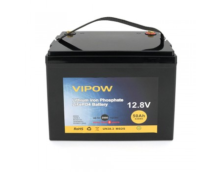 Акумуляторна батарея Vipow LiFePO4 12,8V 50Ah із вбудованою ВМS платою 40A, (229*138*208) Q1
