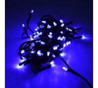 Гирлянды 100LED (Свечка) Blue,  8 режимов, 5 метров, черная изоляция, BOX