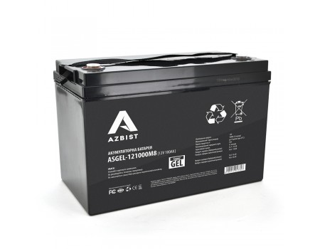 Аккумулятор AZBIST Super GEL ASGEL-121000M8, Black Case, 12V 100.0Ah (329 x 172 x 215) Q1