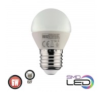 Лампа шаровая ELITE SMD LED 6W 6400K Е27 480Lm 175-250V