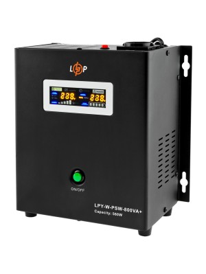 Джерело безперебійного живлення LogicPower LPY-W-PSW-800VA+ (560Вт)5A/15A, з правильною синусоїдою 12V, настінний