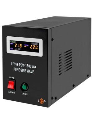 Джерело безперебійного живлення LogicPower LPY-B-PSW-1500VA+ (1050Вт)10A/15A, Lin.int., AVR, 2 x евро, метал