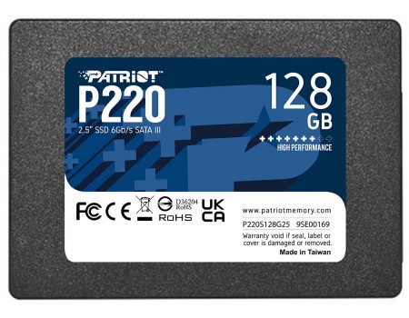 Накопичувач SSD  128GB Patriot P220 2.5" SATAIII TLC (P220S128G25)