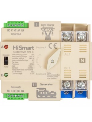 Автоматический переключатель HiSmart W2R-2P 220V 100A (HS082482)