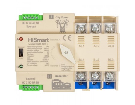 Автоматический переключатель HiSmart W2R-3P 220V 100A (HS082499)