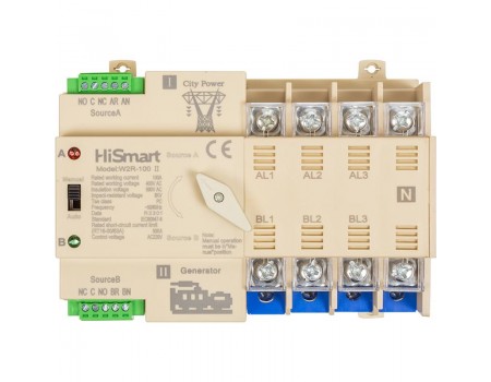 Автоматический переключатель HiSmart W2R-4P 220V 100A (HS082505)