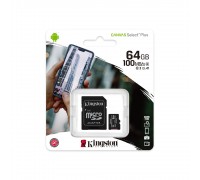 Карта памяти Kingston Canvas microSDHC Class 10 UHS-I, 64GB