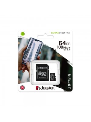 Карта памяти Kingston Canvas microSDHC Class 10 UHS-I, 64GB