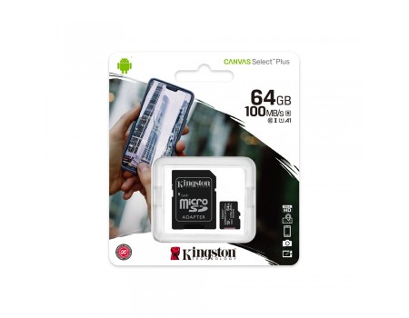 Карта памяти Kingston Canvas microSDHC Class 10 UHS-I, 64GB